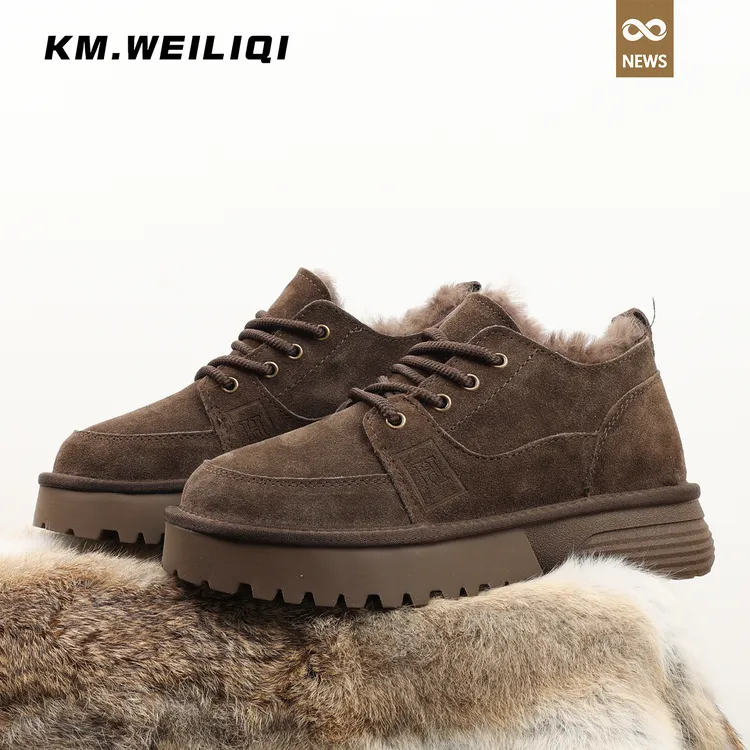男士雪地靴2025新款翻毛皮短靴冬季加绒保暖防滑厚底一脚蹬棉鞋男