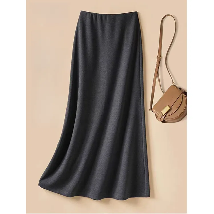 【醋酸羊绒+2个裙长】秋冬半裙法式长裙显瘦高腰鱼尾裙百搭气质裙子
