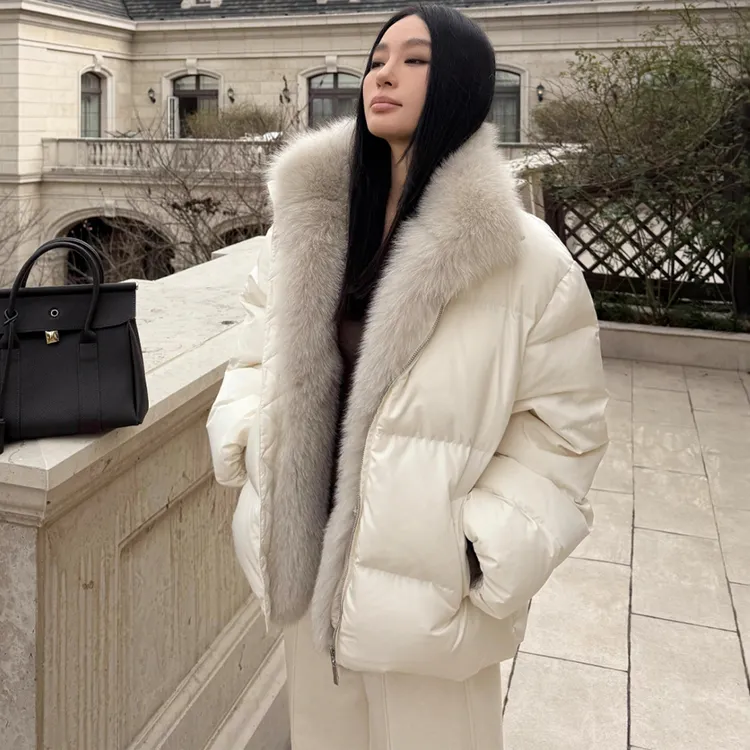 座山雕大毛领棉服外套女士冬季超蓬松面包服棉袄加厚保暖羽绒棉衣