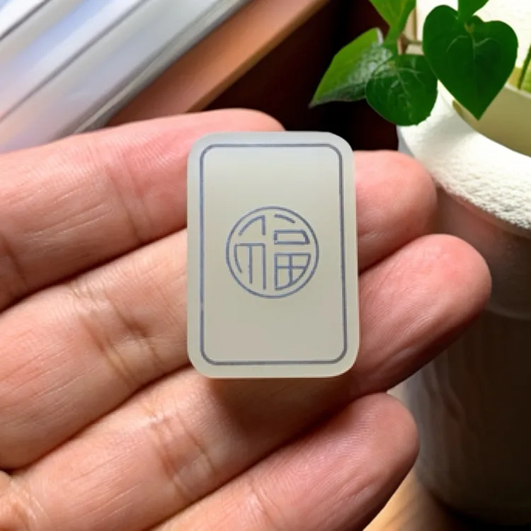 天然和田玉青海料冰白金银错工艺冰润平安无事牌吊坠32*22*8.2mm