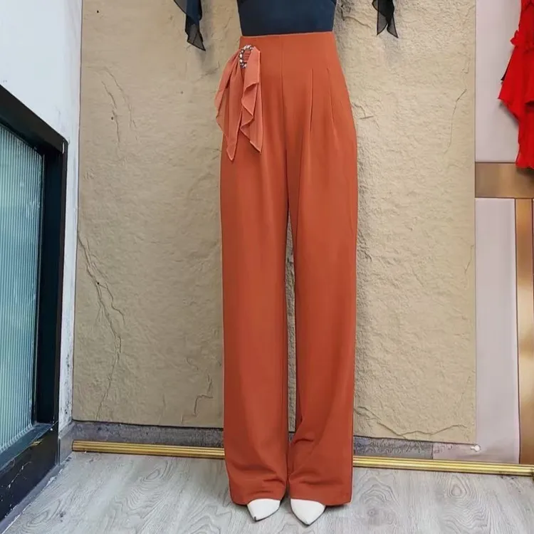 欢舞阁摩登舞裤广场舞口袋裤B0272百搭垂感显瘦弹力料跳舞女裤