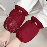秋冬袖套防水防污防脏护袖防脏珍珠装饰羽绒服袖口套袖