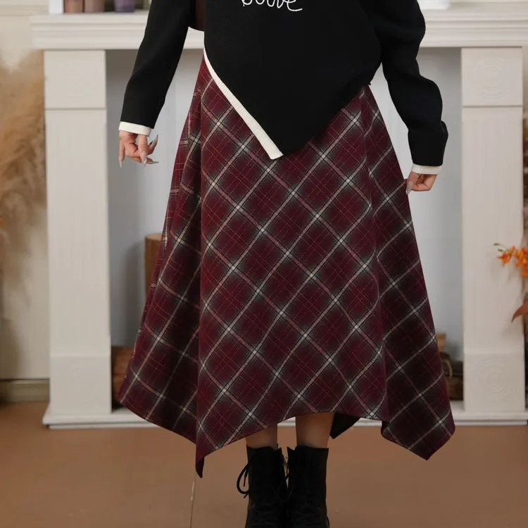 两三事菱形漫迹今年流行格子打底裙半身裙网红时尚炸街新款女装