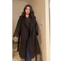 美版经典立体剪裁黑大衣，日常通勤版系腰带两穿美版全尺码 