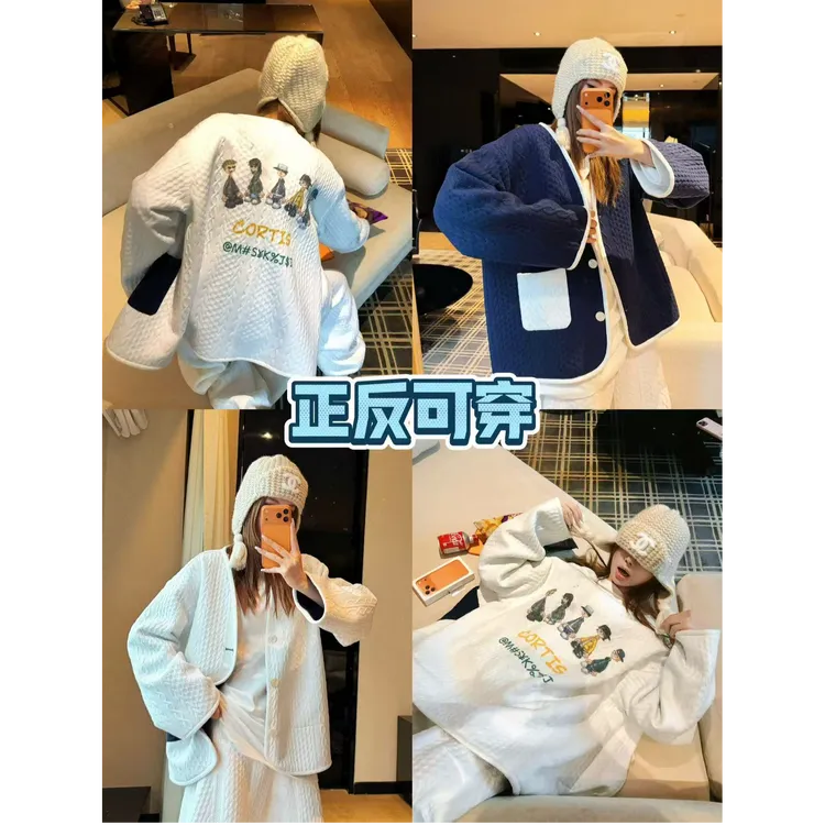 婉君【2.0麻花正反两穿】秋季正反可穿长袖单排扣外套LWJ25C3C2978