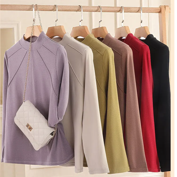 2025女新款精品德绒鱼骨圆领打底衫2518