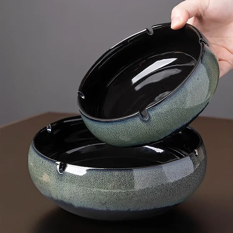 大号陶瓷烟灰缸复古中式客厅轻奢设计创意家用办公酒店2025烟缸