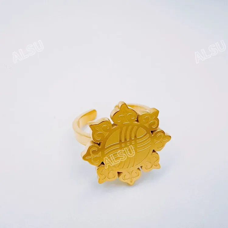 合金戒指 ALSU原创经典民族风新款戒指时尚气质轻奢精致简约金色