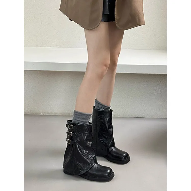 小众裤管靴短筒靴厚底西部靴马丁靴短靴女新款靴子2025秋冬季女靴