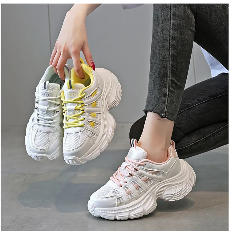时尚新款厚底老爹鞋透气网面运动鞋软底运动健身轻弹广场舞鞋YGY