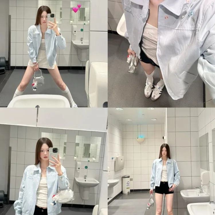 法式少女风个性翻领刺绣夹克女春秋季新款宽松设计棒球服小众外套