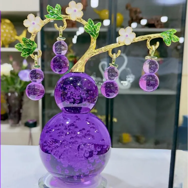 奢华精致【五福临门】水晶葫芦摆件客厅电视柜办公桌创意家居装饰