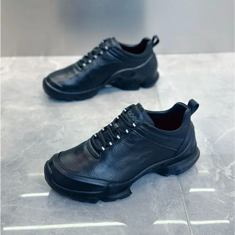 秋冬新款休闲鞋时尚百搭潮流户外健步通勤大经典真皮黑色男运动鞋