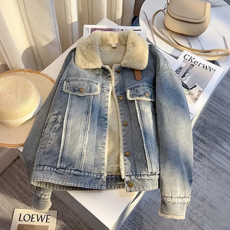 加绒加厚牛仔外套2025新款女秋冬季爆款小个子洋气冬天毛毛牛仔衣