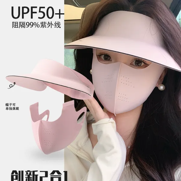 防晒面罩可拆卸防紫外线护颈脸基尼口罩遮阳帽子2025新款夏季透气