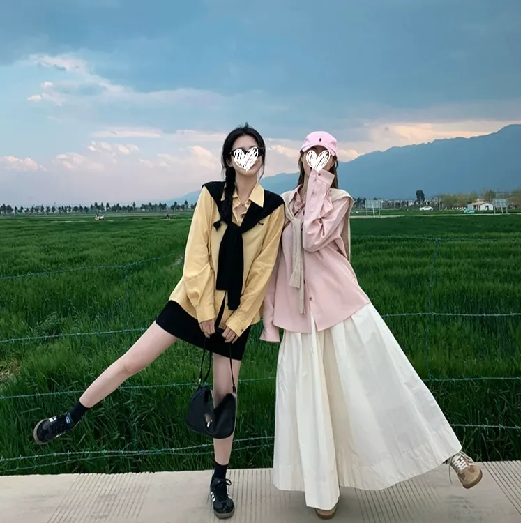 【卡皮巴拉专属】老钱风天丝麻感刺绣衬衣+极简重工捏褶半身裙套装