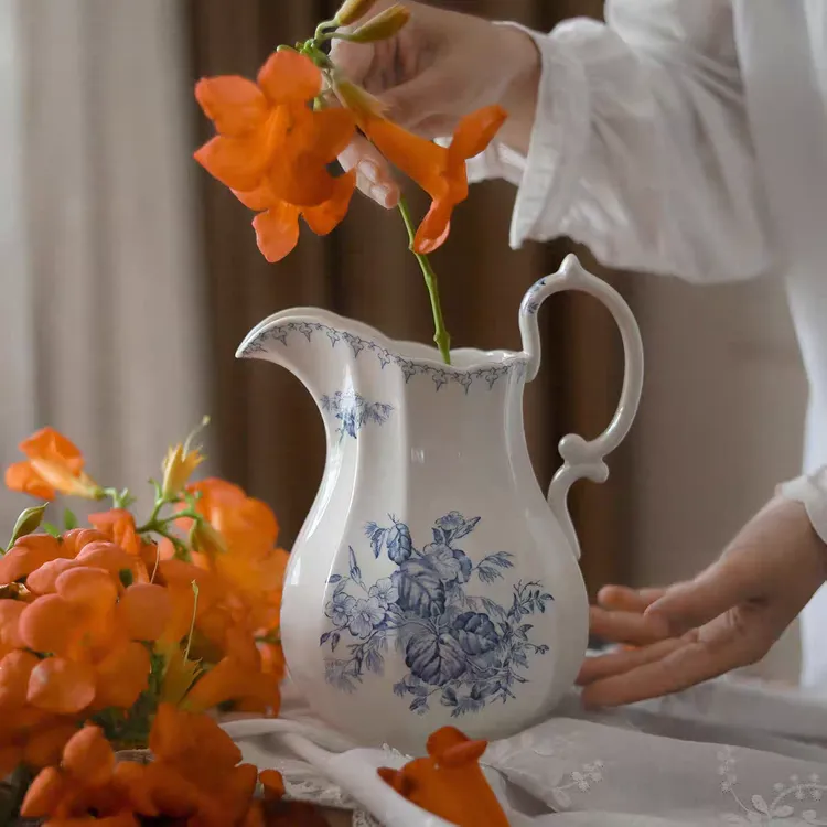 法式复古凌霄花清雅陶瓷花瓶客厅复古高级感水养插花网红花瓶摆件