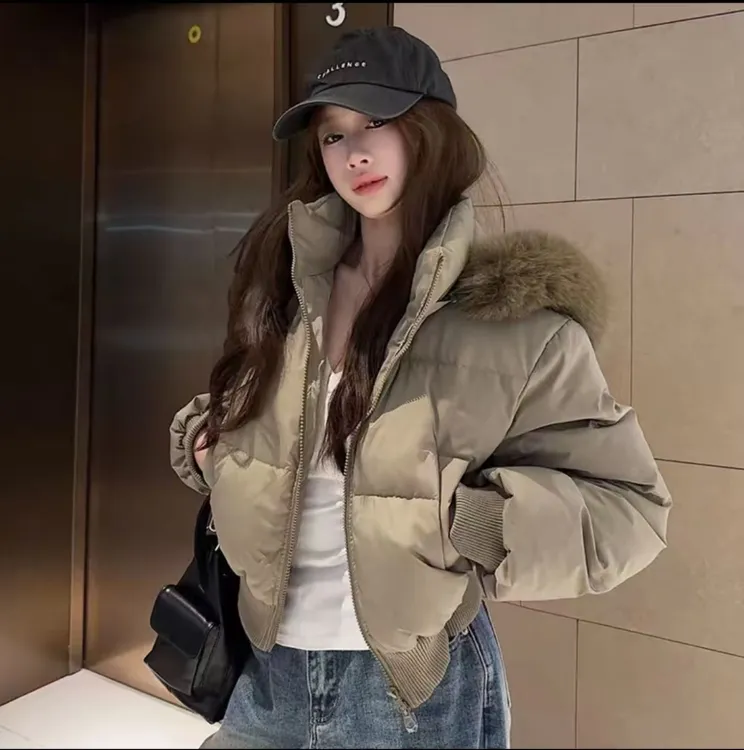 2025冬季小个子棉服女新款韩系潮保暖棉袄大毛领短款显瘦棉衣外套