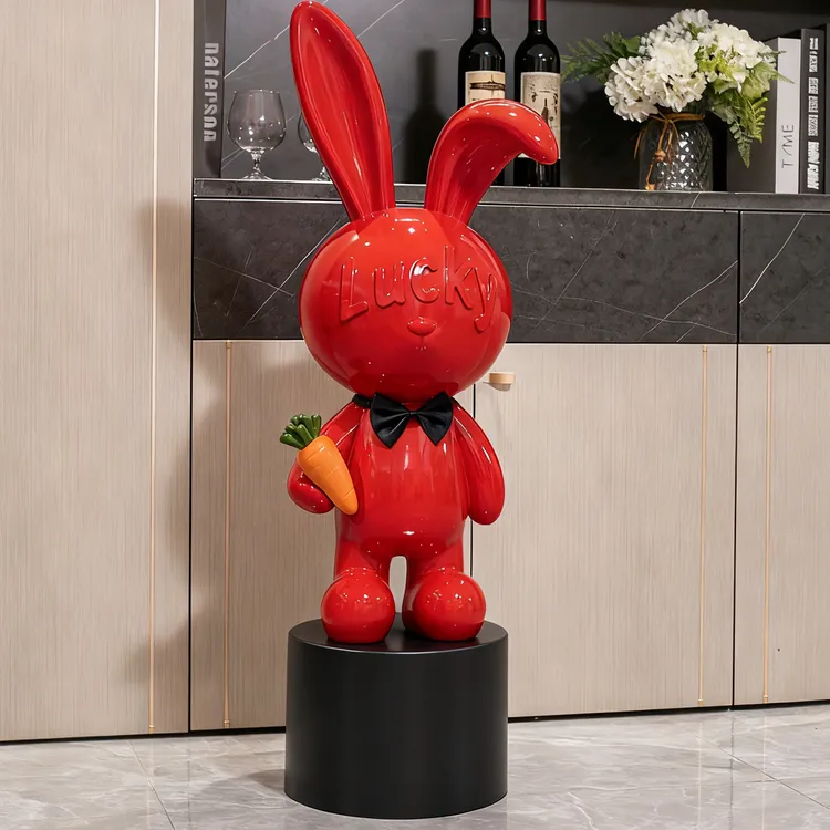 幸运兔客厅落地摆件轻奢高颜值装饰玄关电视柜新房装饰品乔迁送礼