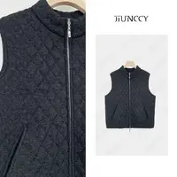 JIUNCCY【菱格】100羊毛菱格双拉链简约休闲马甲背心 42BX031
