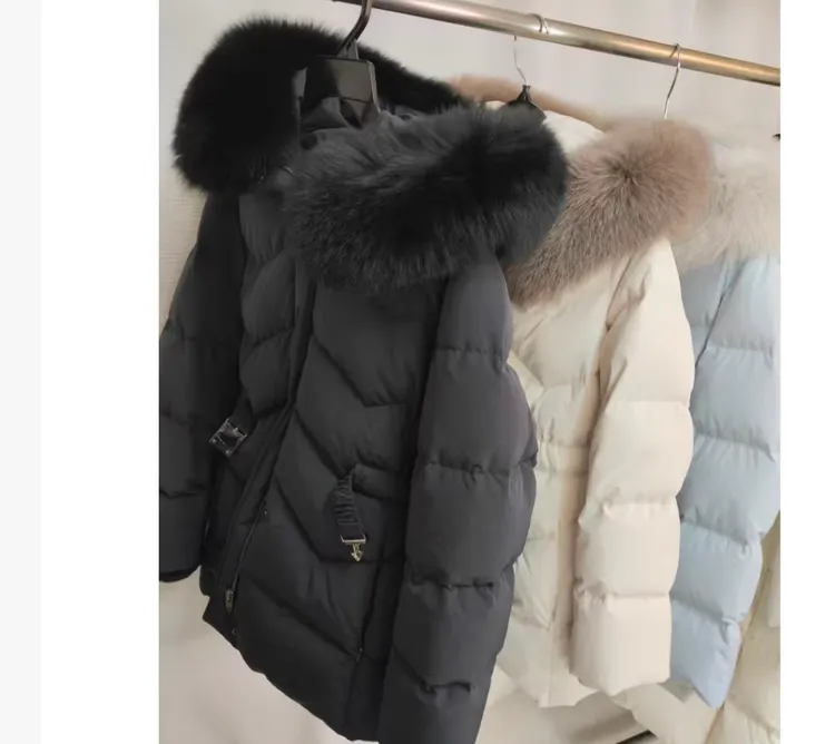 2025冬季新款韩版淑女气质修身显瘦鹅绒狐狸毛领羽绒服17007