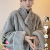 【小乔定制】慵懒风保暖中长款立领皮毛一体上衣外套