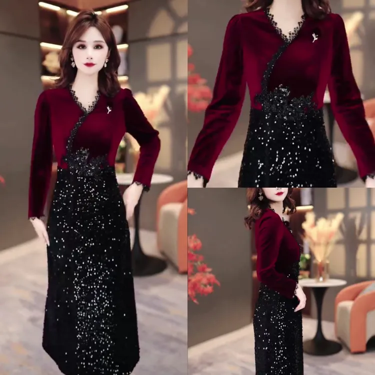 冬季新款连衣裙2025减龄气质修身收腰打底裙MY25K3189