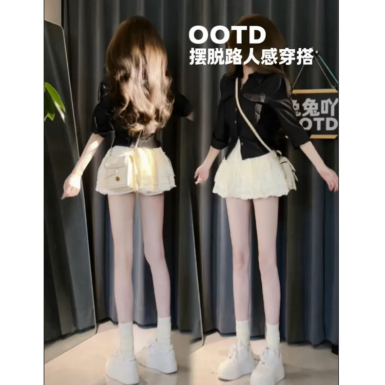 2025早秋一整套时尚甜美减龄修身显瘦衬衫上衣短裙两件套