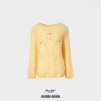 GUIDI GUDI【鹅黄软绒】秋冬氛围感羊驼毛宽松毛衣/黄加蓝