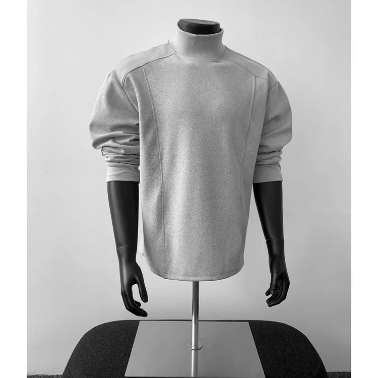 灰色解构半高领卫衣男款秋冬季加厚ckeanfit德绒打底衫内搭上衣