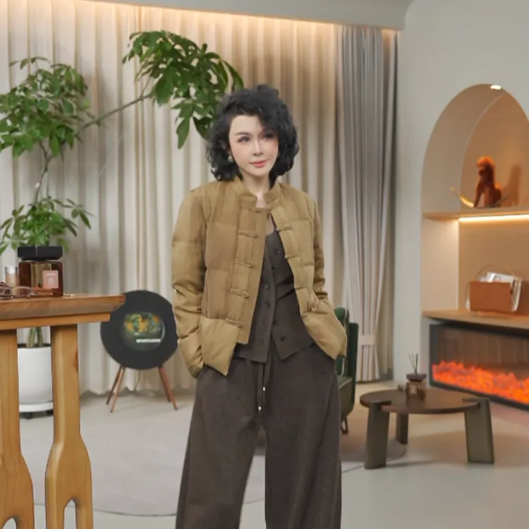 【扎染系列】进口白鹅绒国风盘扣人丝扎染羽绒服HH6051