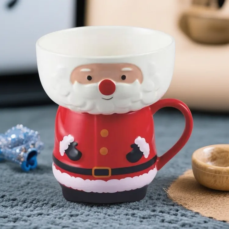 【CRO家】圣诞老人 500ML马克杯&14*7CM碗 两件套 创意陶瓷