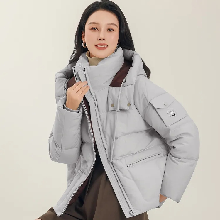 时尚高端气质加厚短款羽绒服女2025冬装新款90白鸭绒连帽休闲外套