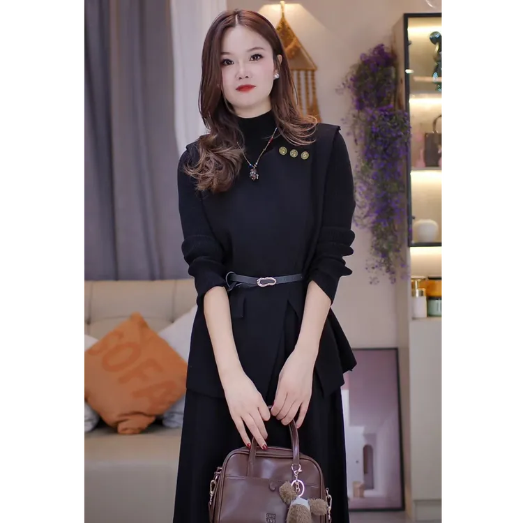 [十四姨]906.马甲➕连衣裙套装气质高级