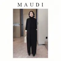 MAUDI自在淡雅2025新款秋冬毛呢高级松弛感羊毛无袖连体裤女8235