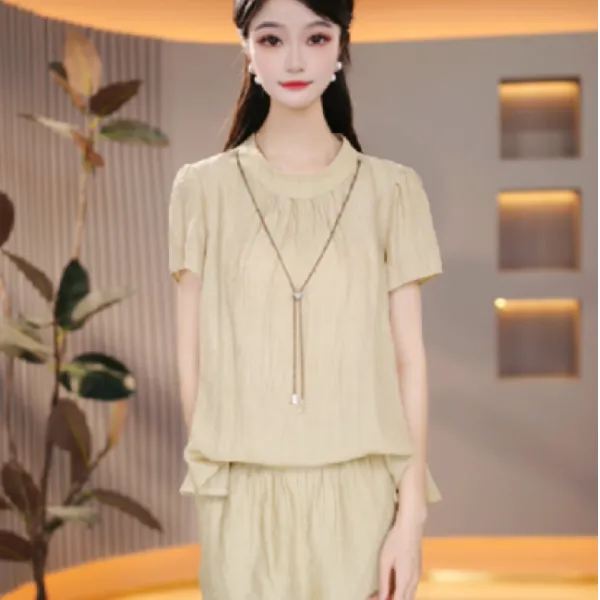 气质宽松慵懒感显瘦休闲百搭夏季圆领简约时尚精致减龄套装M-4XL