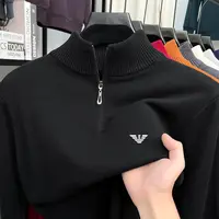 专柜正品100%纯羊毛衫冬季新款时尚休闲百搭拉链半高领保暖毛衣男