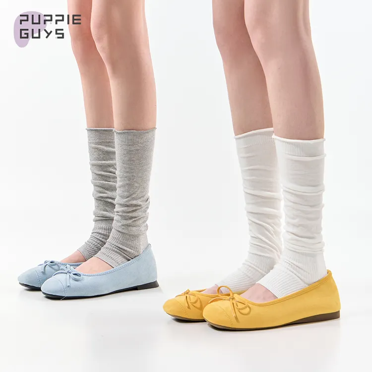 purpleguys夏日氧气感薄款踩脚腿套女显瘦卷边芭蕾风堆堆小腿袜套