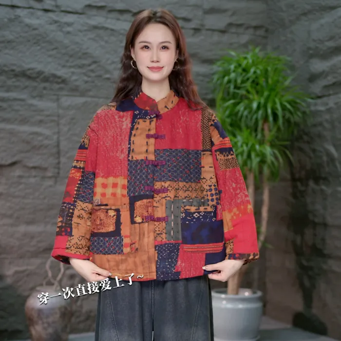 【复古民族风女装棉衣】2025新款大码百搭文艺棉服休闲宽松厚外套