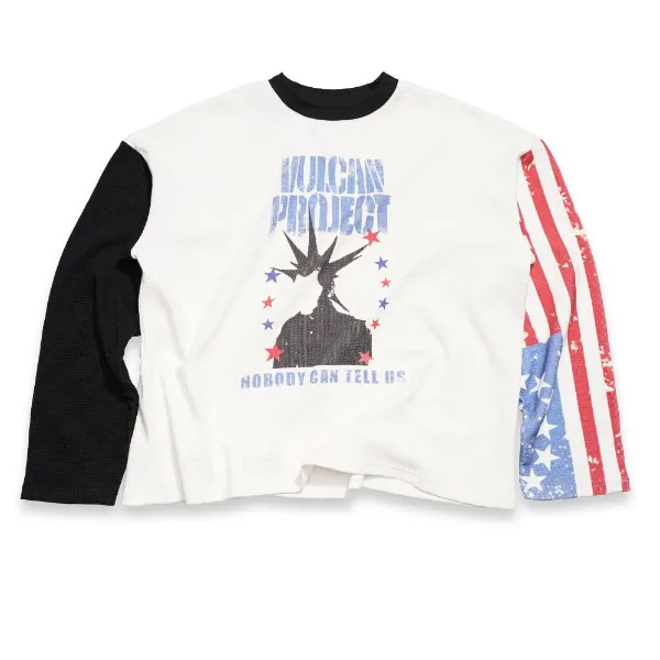 VULCAN&蛋白质华夫格基础长袖T恤男早秋新款圆领朋克印花宽松上衣