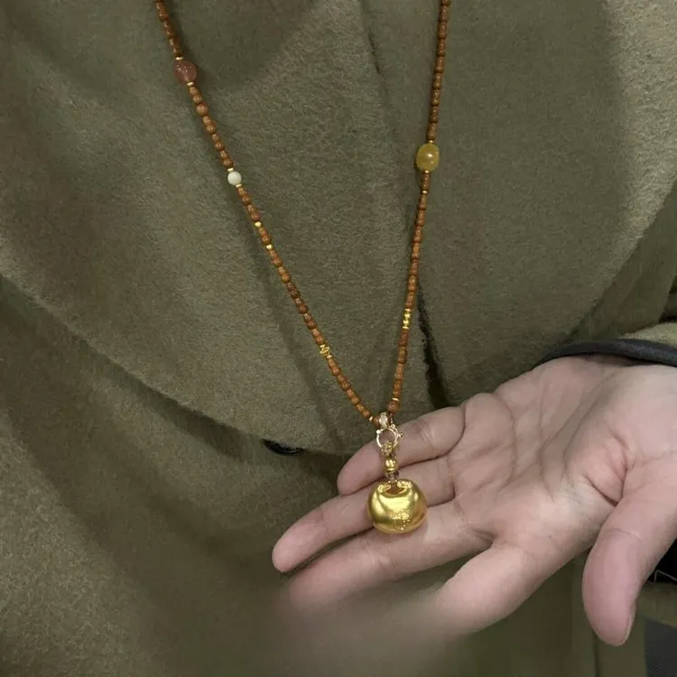 DIY吊坠毛衣链配链复古风新中式葫芦串珠万能链百搭长款项链女款