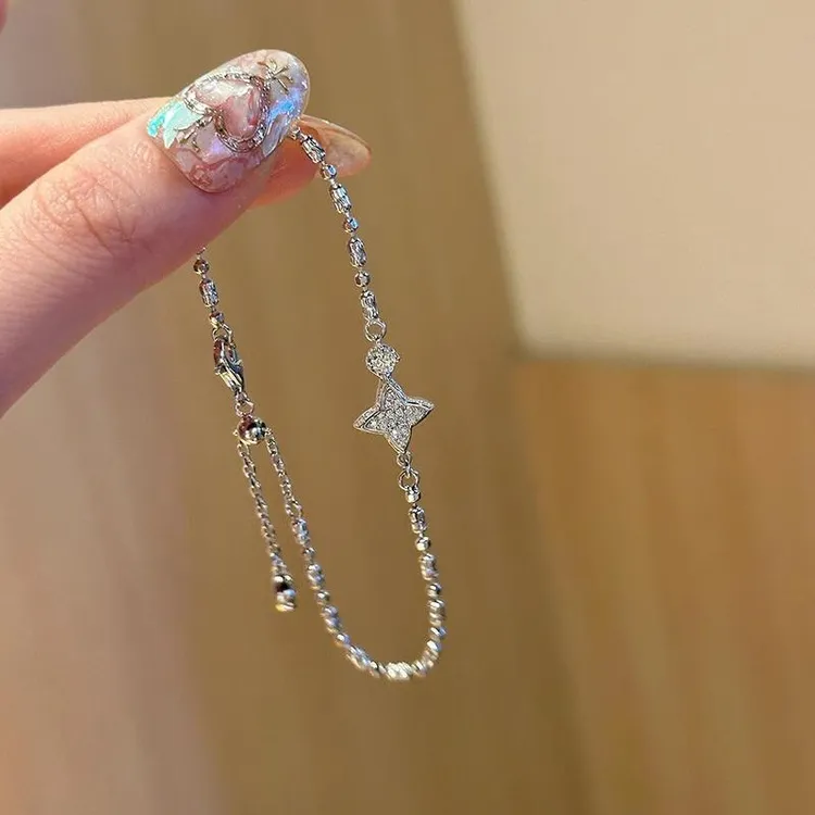SAPTEFAMOU 925银手链 四芒星手链女轻奢小众精致手串气质冷淡风