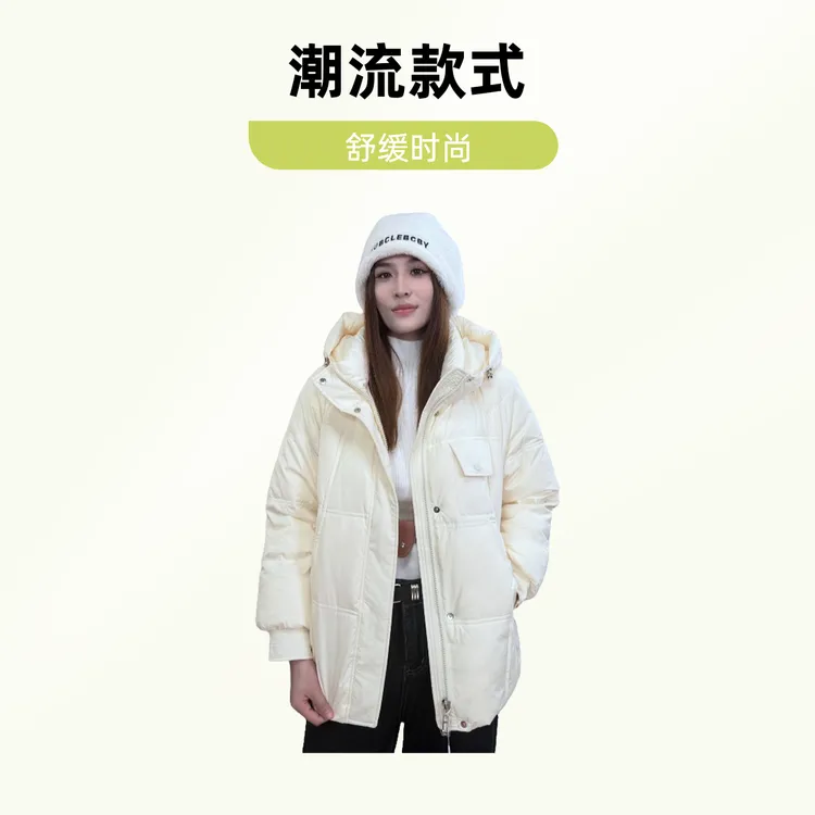【达6919】长袖常规短款连帽厚款冬冬季甜辣千金风羽绒服反季