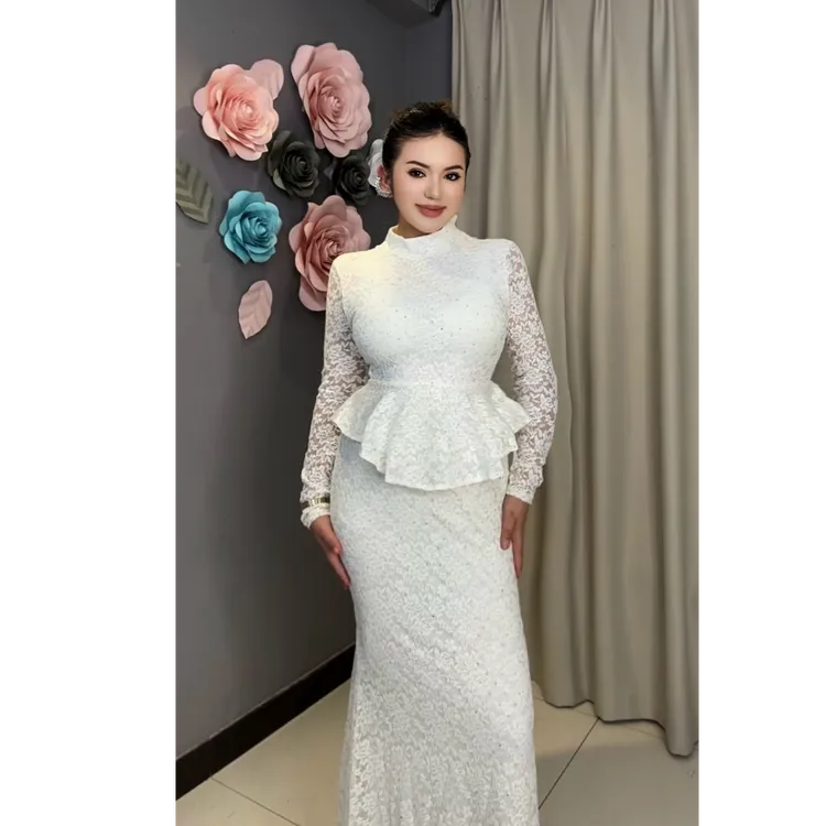 9883【古丽米热包邮】千金名媛风蕾丝烫钻假两件拼接高级女装连衣裙