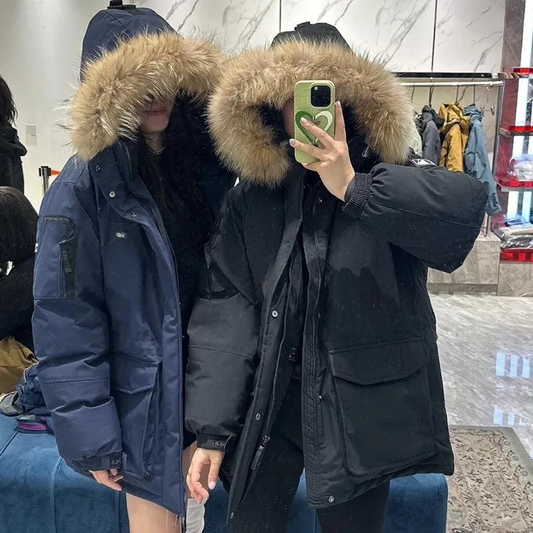 莆田纯原高版本冬季新款男工装羽绒绒大毛领中长款男女款派克外套商品图