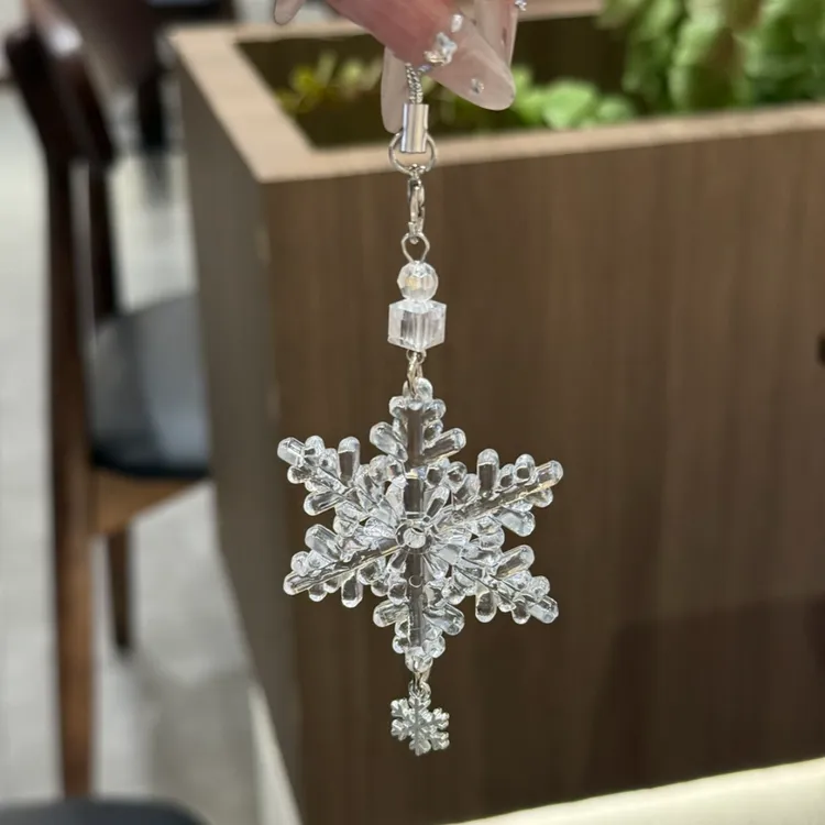 初雪冰透手机链钥匙扣挂件雪花挂件少女心浪漫冬季挂饰创意礼物