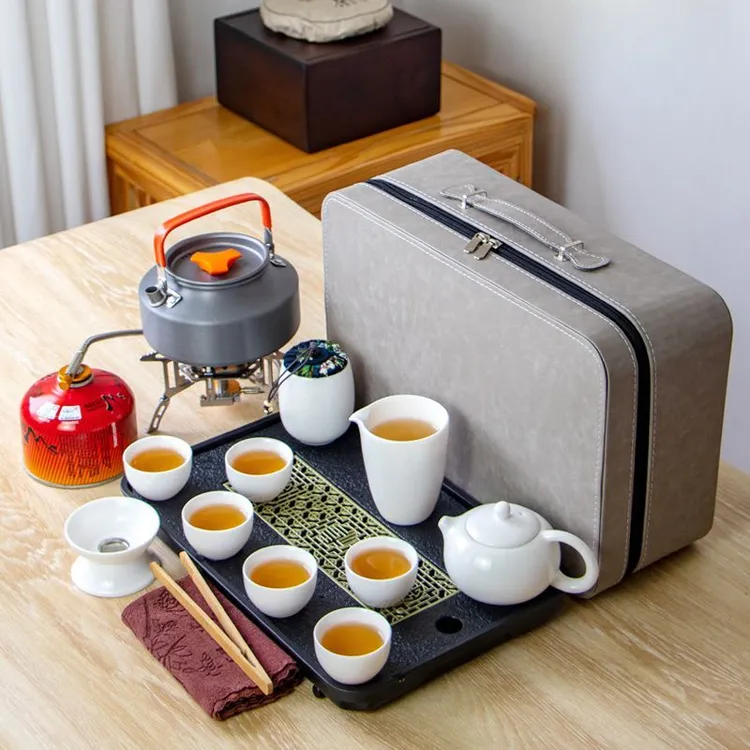 户外便携式旅行茶具套装功夫茶具带烧水炉野外露营煮茶壶泡茶装备