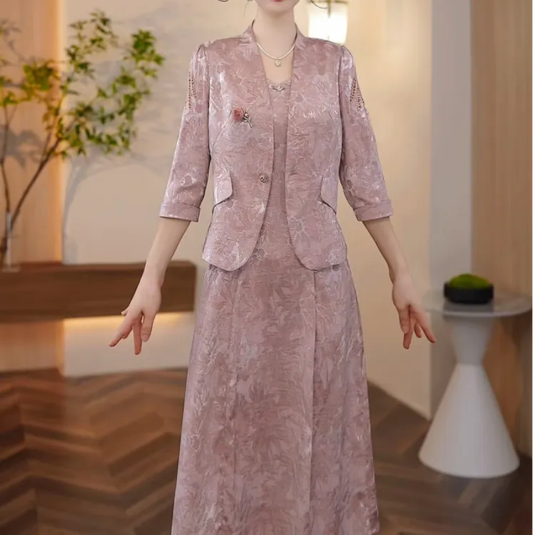 【晨薇女装】25130秋季穿搭新款时尚两件套连衣裙遮肚子显瘦洋气