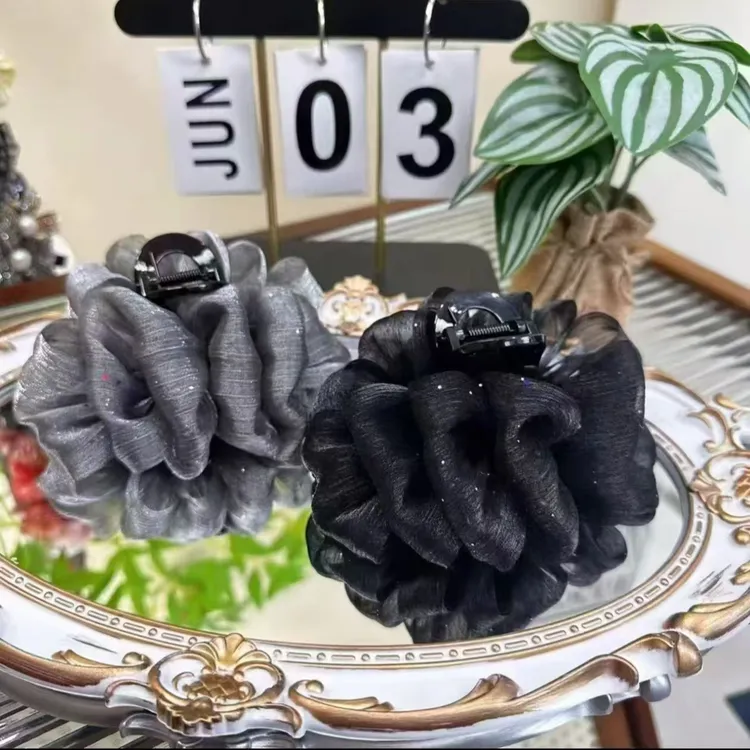 诗泊雅洒金泡泡纱抓夹高级感盘发鲨鱼夹