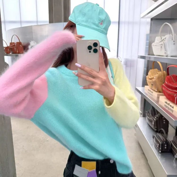 婉君【糖果豆】“羊毛+兔毛 雪雕纱线”重磅拉长毛毛衣LWJ25D4M3619